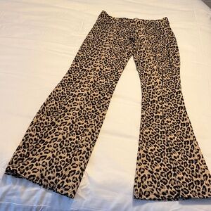 Leopard Print Flare Pants NWOT